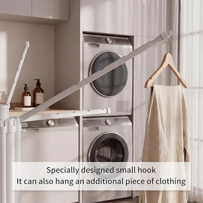 RFOUO Clothes Drying Rack Aluminum-4 Legs 16rods Single Layer, Portable Foldable Drying Rack,Space Saving Laundry Drying Rack,Drying Rack Clothing for Laundry Bedroom Household