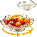 Rotatable Crystal Glass Fruit Bowl, Extra Large Flower Tray 12In | Smooth 360° spinning base, max 20kg load for kitchen & dining display