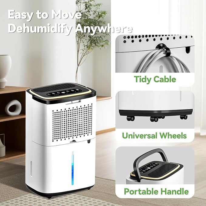Manistin 5000 Sq.Ft Dehumidifier for Basement with Drain Hose, 52 Pint Dehumidifiers for Home, 3 Modes, Humidity Display & Timer & Child Lock, Large Room Compressor for Bedroom/Bathroom/Laundry