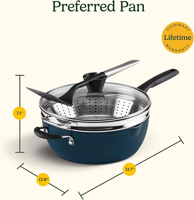 Cuisinart Preferred Pan 4-Pc Set - Nouveau Navy (4.5 Qt. Multi-Purpose Pan w/Cover, Steamer, Slotted Turner)