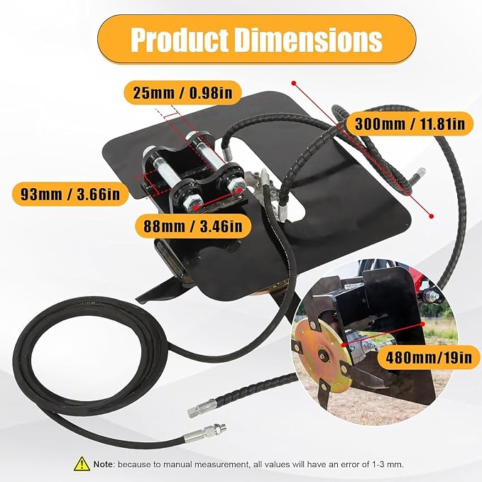 Hydraulic Flail Mower Brush Cutter Attachment for 1-2 Tons Mini Excavators, Mini Excavator Brush Cutter with 2 Pins for Land Clearing, Branch Pruning, Grass Cutting, USA Stock