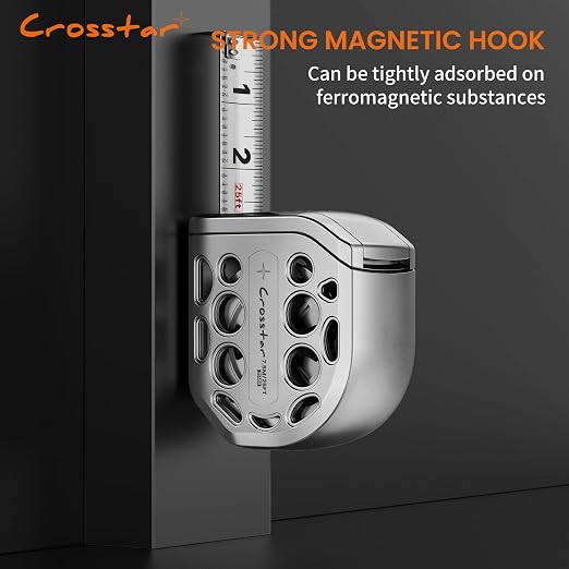 Crosstar 16FT Magnetic Self-Locking Stainless Steel Tape Measure, Double-Sided Scale, Waterproof & Rustproof Retractable Measuring Tape with Hollow Design for Home, Industrial, Woodworking