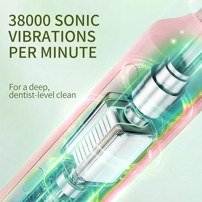 Sonic Electric Toothbrush with Bamboo Heads, Pink | Bamboo Electric Toothbrush, Soft Castor Oil Bristles, Smart Timer, 40000 VPM, 5 Modes, IPX7 Waterproof, 45-Day Battery Life