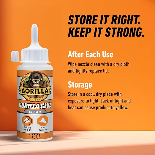 Gorilla Clear Glue, 3.75 Ounce Bottle (Pack of 2) - Crystal Clear, All Purpose, and Water Resistant