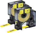 Nineleaf 2 Pack Compatible for DYMO 18054 Rhino Heat Shrink Tube Industry Label Tape 9mm 3/8" x 5ft Black on Yellow Wire Tapes for Industrial Rhino Pro 3000 4200 5000 5200 6000 3M Label Maker