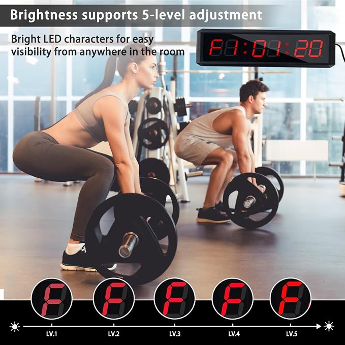 Fitness Timer with Stopwatch Button, Suitable for School/exam/Home Exercise/Gym/Gym SMAHEAT Electronic Fitness Timer (1.5 inch six-Digit All-red)