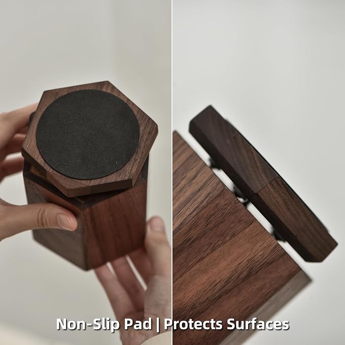 Black Walnut Hexagonal Makeup Brush Holder Makeup Organizer for Vanity 360 Rotating Organizer for Cosmetic Brush & Pen Organizer, Pens Holder, Stationery & Kitchen Utensils Solid Wood