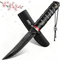 Purple Dragon Japanese Fixed Blade Knife - Ideal Gifts for Men | Gift Box, Samurai Katana Knife with Wooden Sheath, Razor Sharp Camping Knives for Survival Bushcraft