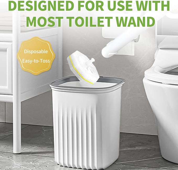 60 Count Toilet Bowl Wand Refills for Clorox, Disposable Toilet Cleaner Refill Pads for Clorox Wand Cleaning System, Upgrade Toilet Brush for Bathroom Cleaning,No Falling Apart,Light Scent