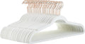 Amazon Basics Slim Velvet Non-Slip Space Saving Suit Clothes Hangers, Closet Organizer, Sturdy Construction, Ivory/Rose Gold, 50-Pack