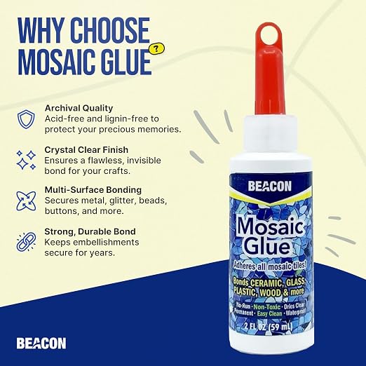 BEACON Mosaic Glue - Non-Toxic & Water Resistant, Ideal for All Tiles & Surfaces, 2-Ounce