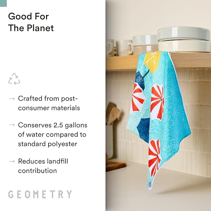 GEOMETRY Spring Kitchen Towels - Quick Dry Microfiber Cloth Spring & Summer Dish Towels for Kitchen Drying - Premium Quick Dry Towel - Cute Banana Lines, 18" x 30" - 1-Pack