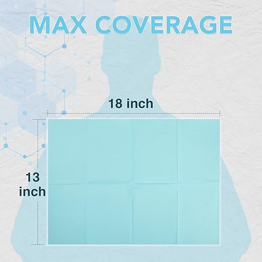 480 Pack Disposable Dental Bibs 13"x18", 3-Ply Waterproof Tattoo Bibs Sheet for Nail Salon, Dental Clinic, Feeding, Tattoo Shop (Blue)