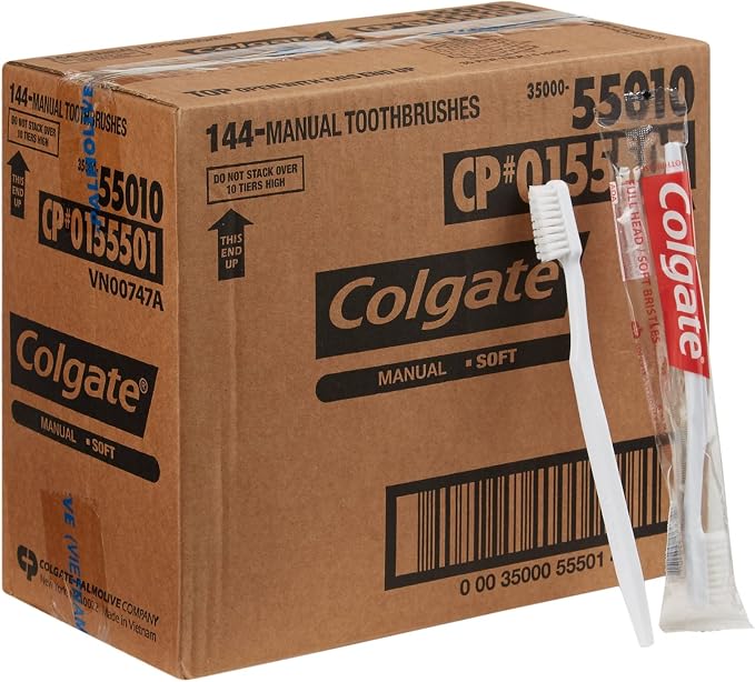 Colgate Soft Toothbrushes, Bulk Toothbrushes, Individually Wrapped Toothbrushes for Adults, Case of 144