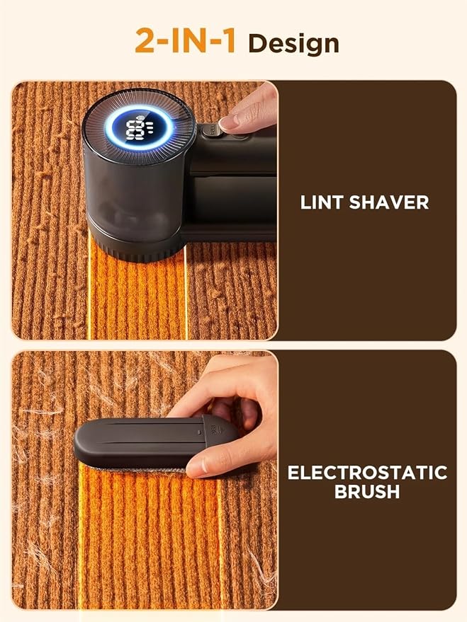 BAHREL Rechargeable Fabric Shaver, 2 in 1 Electric Lint Remover with Lint Brush, Fuzz Lint Shaver, Sweater Shaver to Remove Pilling, Fabric Defuzzer for Clothes, Furniture (Color : Black)
