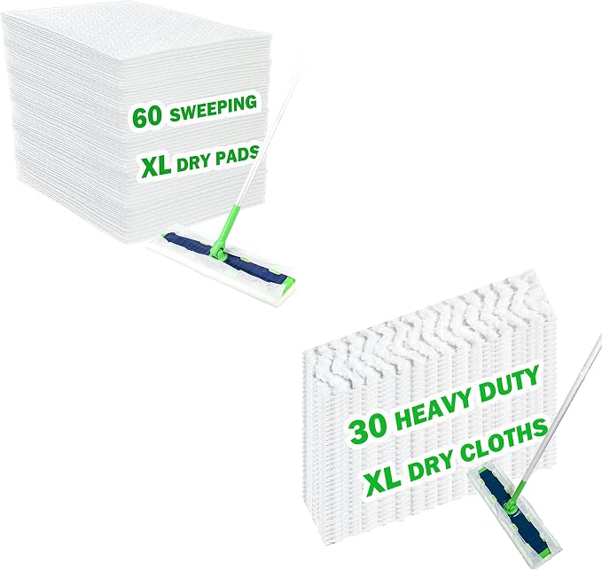 XL Dry Sweeping Cloth and XL Heavy Duty Sweeping Cloth for Swiffer Sweeper XL Mop