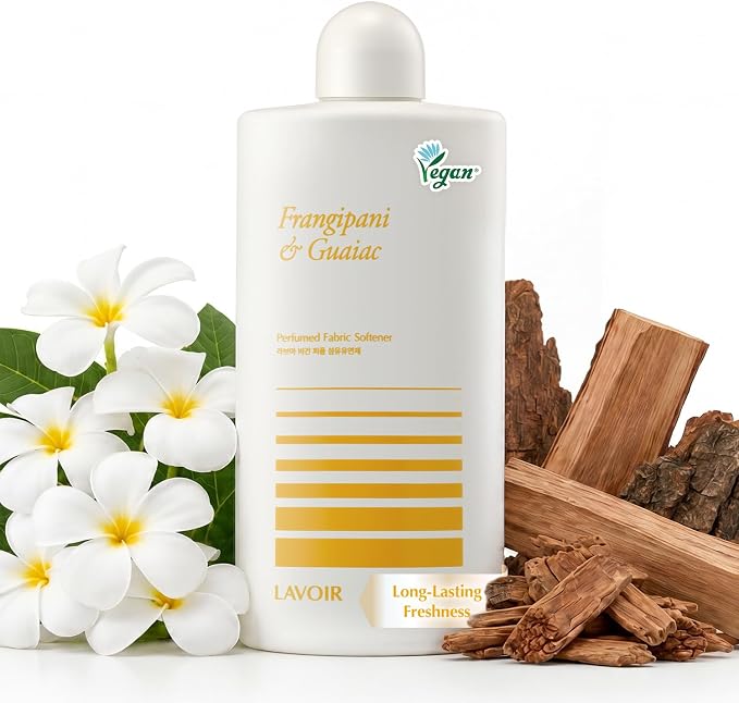 LAVOIR Perfumed Liquid Fabric Softener | Frangipani & Guaiac Luxury Scent, Long-Lasting Freshness, Premium Fabric Conditioner, Softens Fabrics, Plant-Based Concentrated, Hypoallergenic | 33.8 Fl Oz