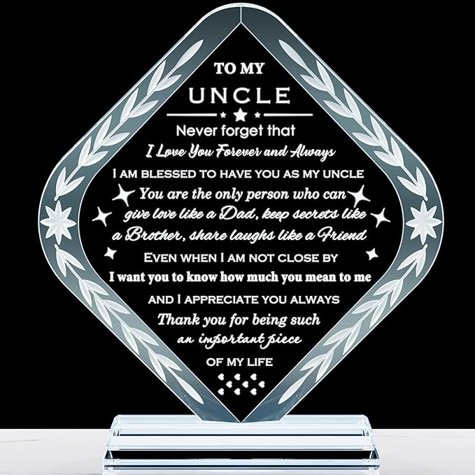 Uncle Gifts from Niece Nephew Meaningful Crystal Gifts for Uncle on Fathers Day Christmas Thanksgiving Day Birthday Presents Idea for Uncle Best Uncle Ever Gifts