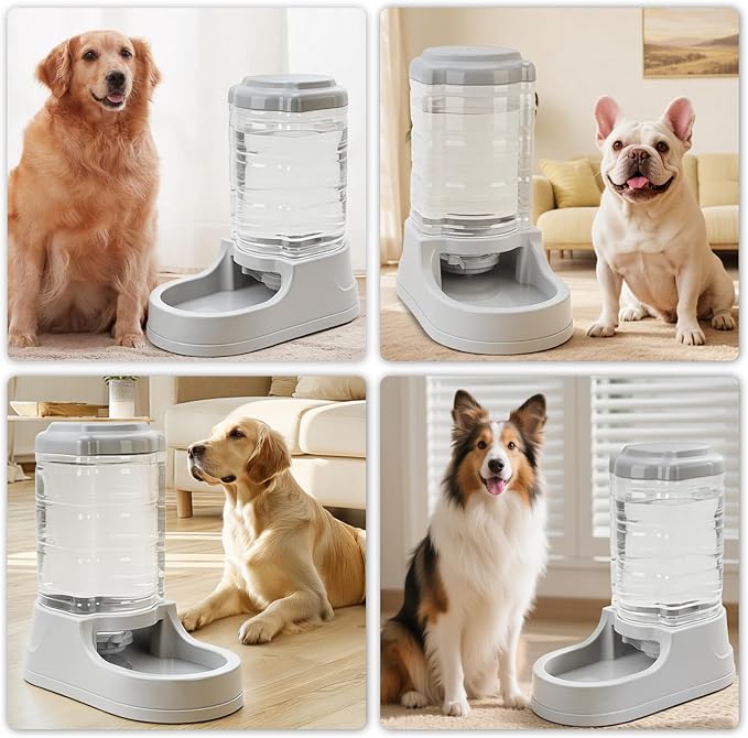 Kenond 9.5L Dog Feeder and Water Bowl Set for Dog, Automatic Food Dispenser | Wide Mouth, Easy to Clean/ Gravity Filled/ Large Capacity/ Multi Pet Home