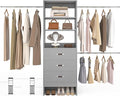 Besiost 96'' Closet Organizer System with 3 Hanging Rods, 8FT Closet Organizers and Storage with 3 Wooden Drawers, Built in Closet Organizer Systems, Adjustable Walk-in Wardrobe from 5-8FT, Grey