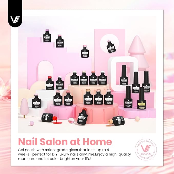 VANREESA 24Pcs Jelly Gel Nail Polish Set -Soft Nude Milky White Pink Red Brown Jelly Translucent Gel Polish Colors with Base Coat 4 Top Coats Neutral Colors All Seasons Nail Polish Set Gifts for Women