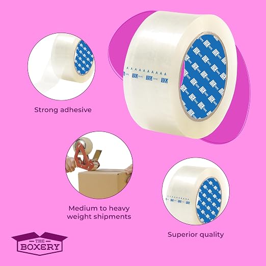 The Boxery 2" x 110 Yards Clear Packing Tape – 36 Roll Carton – Strong Industrial Grade Adhesive for Shipping, Moving & Packaging – Heavy Duty 2.2 Mil Box Sealing Tape