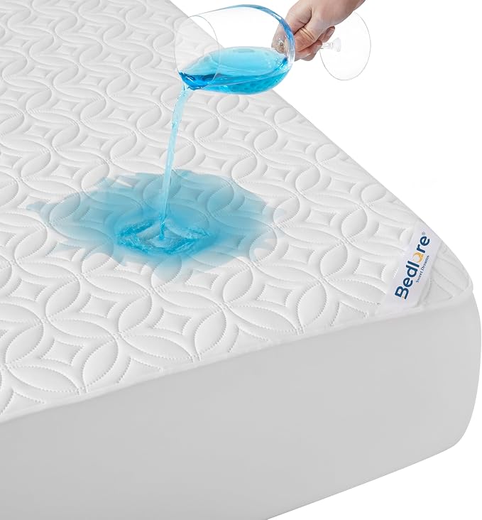 BEDLORE Waterproof Mattress Protector, Full Size Mattress Pad with Deep Pocket 6"-15" Depth, Soft Breathable Double Bed Mattress Cover for Bedroom, College Dorm, Hotel (White)