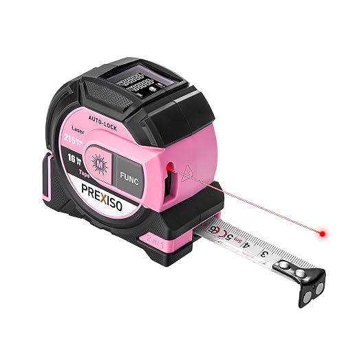 PREXISO 2-in-1 Laser Tape Measure- 215Ft Laser Measuring Tool & 16Ft Measuring Tape with Auto Lock & Magnetic Hook - Laser Measurement Tape - Pythagorean, Area, Volume, Ft/Ft+in/in/M Unit-NOT Digital