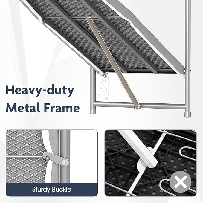 GOFLAME Over Door Ironing Board, Hanging Ironing Board with Iron Holder & Heavy-Duty Metal Frame, Space-Saving Folding Iron Board for Laundry Bathroom, Small Spaces, 42” x 16.5” x 50” (L x W x H)