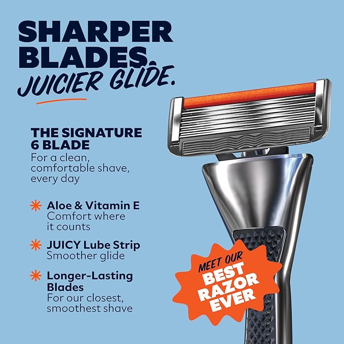 Dollar Shave Club | Total Package Gift Set | 4 Extra Close Refill Cartridges, 1 Heavy Metal Handle, 1 Prep Scrub 3 ounce, 1 Shave Butter 3 ounce, 1 Post Shave Dew 3.4 ounce, Razors for Men