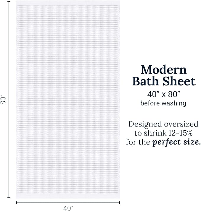 GILDEN TREE Waffle Bath Sheet Quick Dry Towel, Thin Luxury Bath Towels, Bath Sheets 40x80 Large Bath Towels, Modern Style (White)