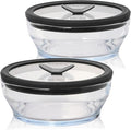 Anyday 2-Pack 2-Cup Glass Food Storage Set with Lids (Clear Black Sesame) | Plastic Free Meal Prep, Stackable Airtight Container, Vented Glass Lid for Microwave-Safe Reheating