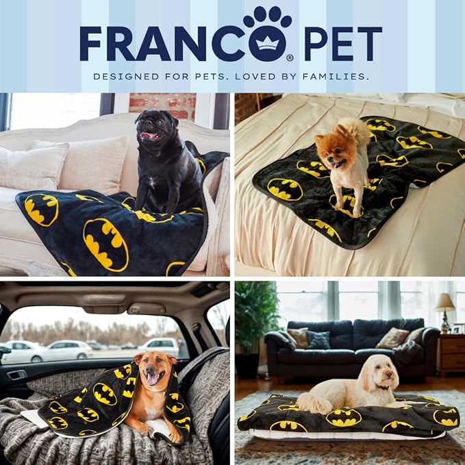 Batman DC Comics Waterproof Dog Bed Cover, Large 30x40 Pet Blanket for Furniture Bed Couch Sofa, (Officially Licensed) by Franco