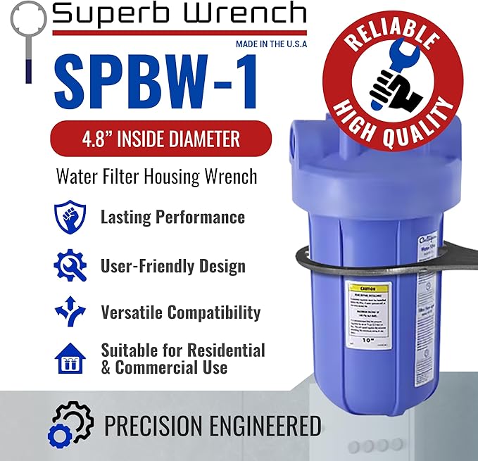 Superb Wrench SPBW-1 Heavy Duty Metal Water Filter Housing Wrench (4.8 inch Inside Diameter)