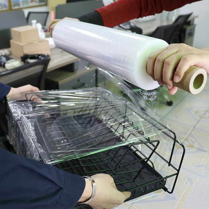 BOMEI PACK Stretch Film Wrap - Industrial Clear Plastic Stretch Wrap 1000 Feet 80 Gauge 4 Packs with Handle, Pallet Wrap for Packing, Moving Supplies, Packing Wrap Plastic Roll 15 Inches