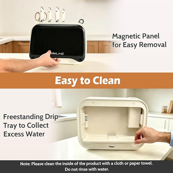Charmline Next-Gen Smart Cutting Board and Knife Set with Holder, Self-Cleaning and Drying, Space-Saving Kitchen Organizer, Practical Gift for Mom, Dad, Housewarming, Birthday & Christmas