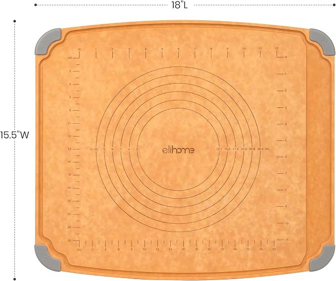 Essential Baking Pastry & Cutting Board for Kitchen, Wood Fiber Cutting Board for Kitchen, Knife Friendly, Dishwasher Safe, Non-Slip Feet, Juice Groove, Non-Porous, Eco Friendly, 15" x 18"