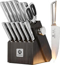 imarku Japanese High Carbon Stainless Steel Knife Set with Block, Precision-Forged Gyutou Kitchen Knives with Built-in Sharpener, Ultra-Sharp 10–15° Edge, Ergonomic Non-Slip Handle, Dishwasher Safe