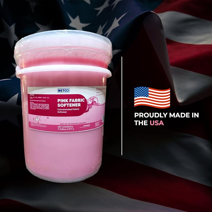 Pink Fabric Softener Concentrate - Odor Removing Freshener, Safely Clean 256 Loads Per Gallon, 1/2 Ounce Per Load, Heavy Duty Concentrated Commercial Formula, 5 Liquid Gallons, Pack of 1