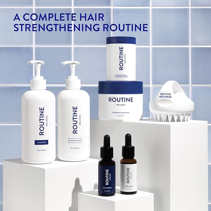 Routine Wellness Anti-Thinning Shampoo and Conditioner Set for Thinning Hair - Biotin DHT Blocker Women & Men - Color Safe Shampoo for Hair Loss & Healthier Hair - Pear Blossom & White Lotus Set