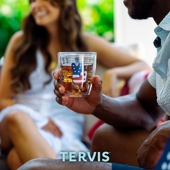 Tervis Clear & Colorful Tabletop 12oz Made in USA Double Walled Insulated Tumbler Travel Cup Keeps Drinks Cold & Hot, 12oz, Clear | Made in USA, Double-wall Insulated, Shatterproof, BPA-Free, Dishwasher Safe, Fits Most Cupholders, Gifts under $20