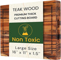 Large Teak Cutting Board 16" x 11" x 1.5" Thick Edge Grain Butcher Block for Meat & Kitchen Prep with Juice Groove and Handle, Solid Hardwood, Non Toxic Wood Cutting Board by New M Way