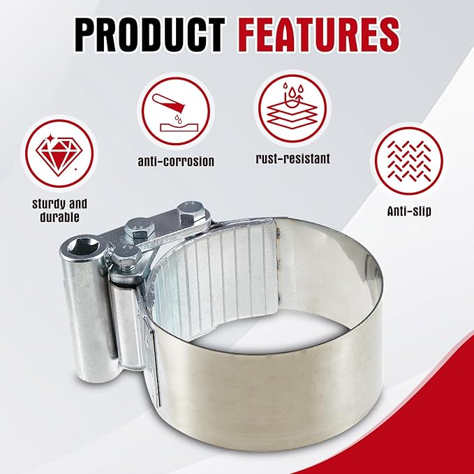 Yaocom 2 Pieces 3-3/4 to 4-1/2 Heavy Duty Oil Filter Wrench Use with 1/2 Square Drive, Air Dryer Diesel Truck Large Oil Filter Wrench
