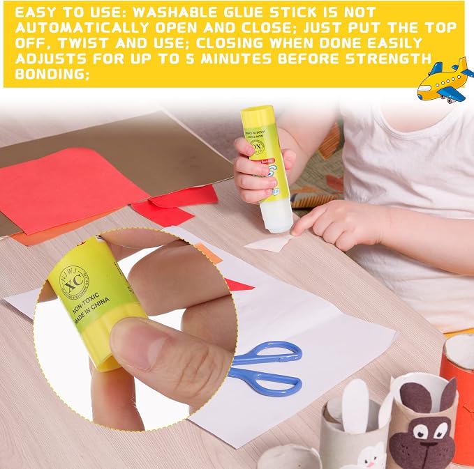 Zubebe 0.25 oz White Glue Sticks in Bulk for Classroom, Washable Glue Stick for Crafts Home Back to School Students Teachers Employees Scrapbooking Crafting Supplies (100 Pcs)