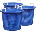 Large, Heavy Duty Fish Baskets, Blue, White Handles, Made in USA, 3-Pack