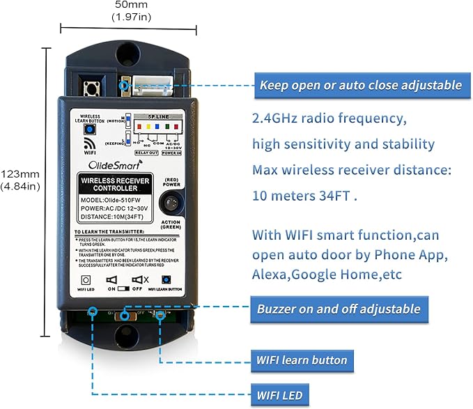Handicap Door Opener for Disabled People, Low Energy ADA Swing Door Operator with Stainless Steel Handicap Push Buttons