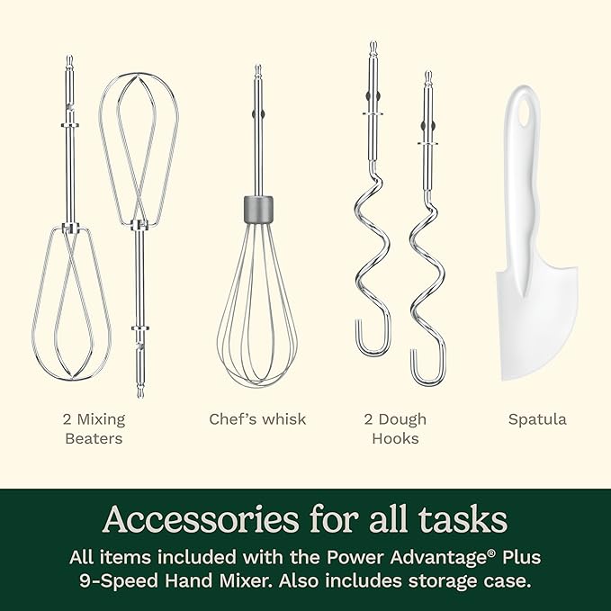 Cuisinart Electric Hand Mixer, 9 Speeds, Extra Long Beaters, 220W | 200W mixer electric handheld design with adjustable speed settings, dishwasher-safe beaters & a beater-eject lever, HM-90BCS