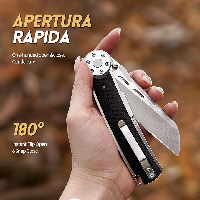 Pocket Knife Folding Knife EDC Knife 9.4in D2 Steel G10 Handle | D2 Steel Blade & G10 Handle: BTFVLY Folding Pocket Knife with sharp blade, durable grip for EDC, camping & outdoor use.