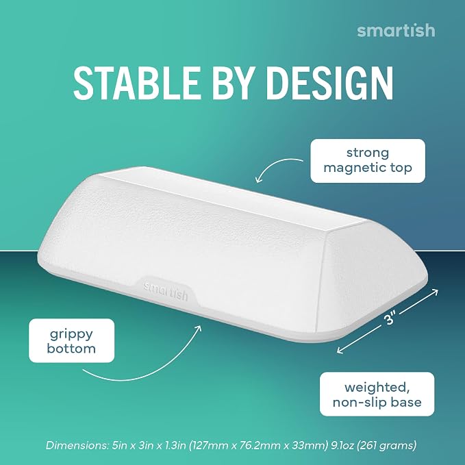 Smartish® Magnetic Cord Holder - Bigger Cable Wrangler Organizer with Magnet Clips for Charger Management on Desktop, Nightstand - Holds 6+ Cables - Snow Day White