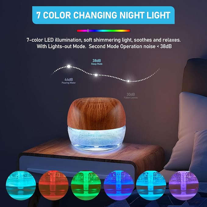 Water-Based Purifier Air Washer, Air Revitalizer & Freshener, Air Fresher with 7 LED Color Changing Light for Rooms (DarkYellow)